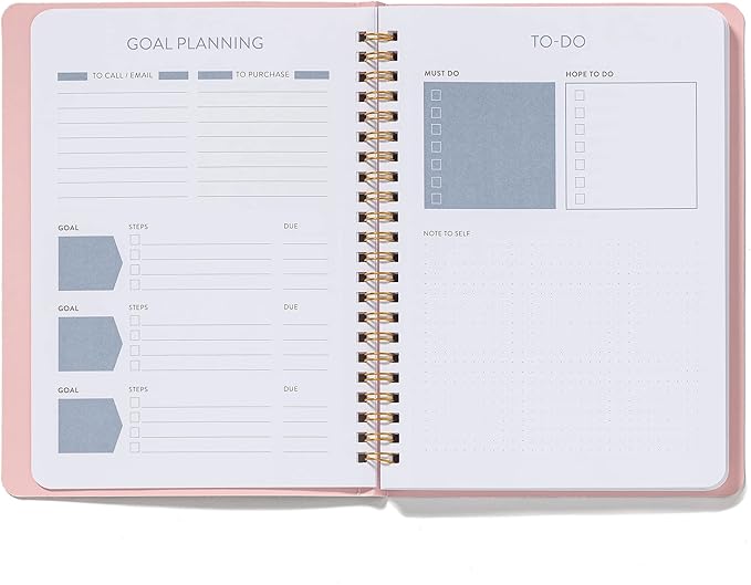 High Note Personal Planning Notebook, Elizabeth Olwen Design, Non-Dated Spiral Planner with 144 Lined Pages, 6 x 8.25 Journal for Tasks, Goals, and Notes