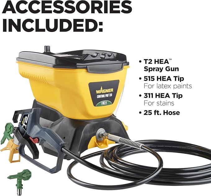 Wagner Spraytech 2467899 Control Pro 130 Power Tank Paint Sprayer Kit, High Efficiency Airless with Low Overspray, Including 515 & 311 Tips for Large Projects