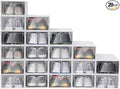 20 Pieces Clear Plastic Shoe Storage Boxes,Drawer Stackable Sheer Shoes Case,See Through Foldable Durable Shoe Organiser Cabinet Each 9 * 13 * 5.5inch