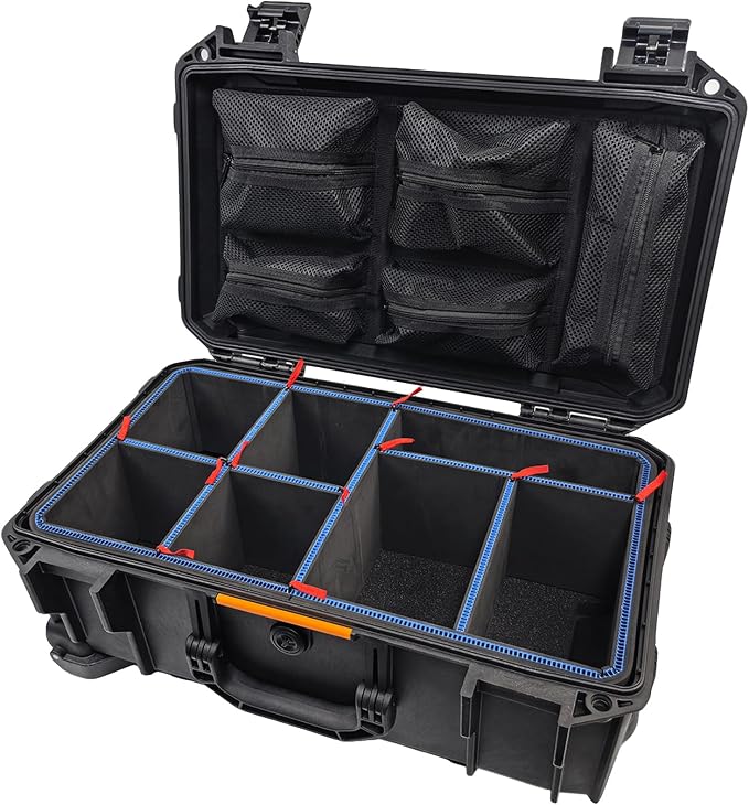 LAFENLIN UPGRADED Lid Organizer for Pelican Vault V525 Case, 5 Thick Mesh Pockets Storage Organizer,Fits Camera Cases,Diving Dry Boxes,Hard Cases & Toolboxes,Includes Hook and Loop,Durable(No Screws)