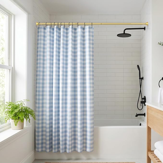 Shower Curtain Rod Gold Tension Rod 45 to 77 Inch Spring Curtain Rod Shower rod Non Slip shower curtain rod 1pcs for Windows No Drilling Adjustable Tension Rods of Curtain Window Closet Kitchen