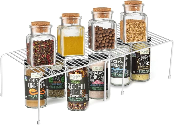 Orgneas Expandable Cabinet Shelf Organizer, Rustproof Metal Shelf Riser Kitchen Counter Storage Organizer Rack for Fridge, Cabinet, Pantry and Bathroom with Scratch Resistant Feet, 2 Sets