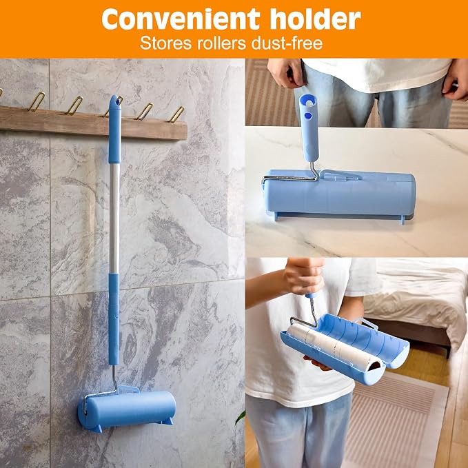 BEAH Large Lint Roller for Pet Hair Extra Sticky,9.45''Pet Hair Removal Tool Roller for Pet Dog Cat Hair (1 Roller+4 Long Rolls 1 Short roll)