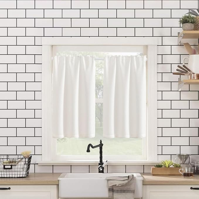 KXLife 2 Pcs Spring Tension Curtain Rod Adjustable 28 to 40 Inches, White | 5/8" Diameter, Expandable Spring Loaded, No Drilling, No-Slip End Caps, for Windows, Kitchen, Doors
