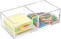 Acrylic 2in1 Sticky Note Holder Desk Organizer for 3"X3" Memo | Dual compartment layout, Compact space-saving design, Stable anti-slip base,Multi-scene daily storage