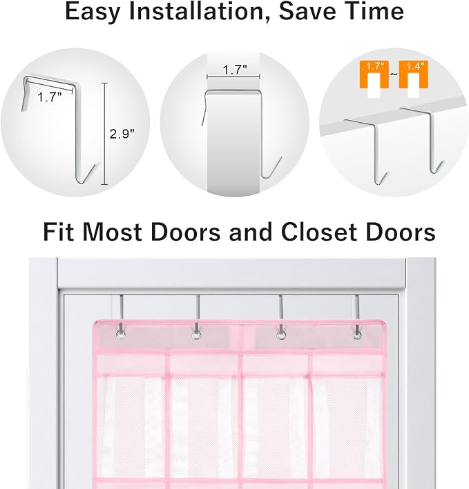 F-color Over the Door Organizer for Cruise - 16-Pocket Hanging Organizer | Tool-Free Mount with 4 Metal Hooks, See-Through Mesh Pockets, Lightweight & Foldable, Space-Saving for Travel and Daily Use