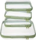 4 pcs Clear Zipper Pouches,Hard Shell Zipper Case,Toiletry Bag for Trave | CLear Diaper Bag, Toiletry Pouch, Travel Organizer, Cosmetic Bag,Toy Storage Bins (M+3S) (Mint Green)