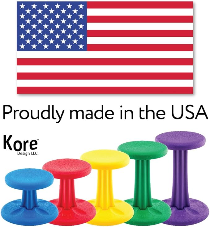 KORE DESIGN Wobble Stool Chair, Girls + Boys Kid Desk Stools, Ergonomic Small Office Chairs, Flexible Seating for Active Kids, ADD/ADHD, Classroom, School, Home, Preschool (12in) Age 4-5 yr, Dark Blue