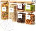 Glass Pantry Storage Containers with Lids 0.6/1.2/1.9 Qt 6 Pack | Pantry Organization, Square Stackable Design, Flour Sugar Coffee Beans Pasta Cereal Dry Food Storage,Kitchen Organizer