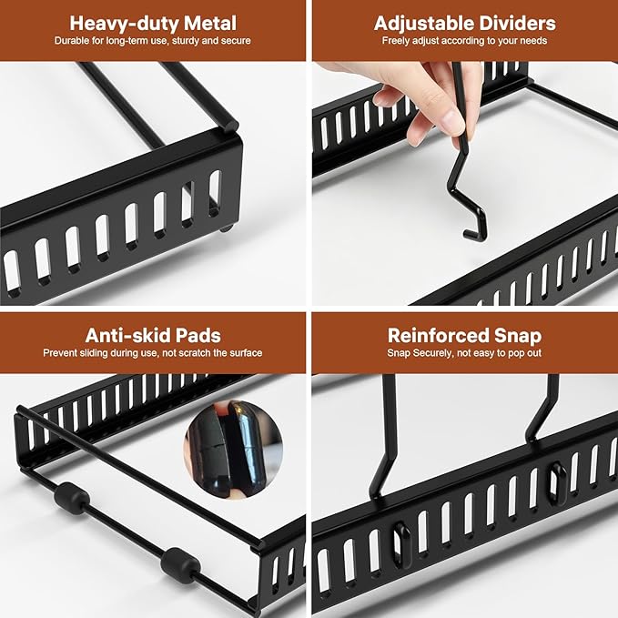 Cookie Sheet and Baking Tray Cutting Board Organizer Rack | 11.8"-22.8" Expandable, 10 Adjustable Dividers, 2 DIY Methods, Sturdy Metal Construction, Easy Assembly