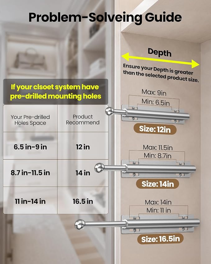 Supforce 16.5" Valet Rod for Closet Pull Out, Retractable Slide Out Valet Rod Closet Organization, Aluminum Valet Clothing Hanger Rods Perfect for Suits, Freshly Pressed Clothes, Polished Chrome