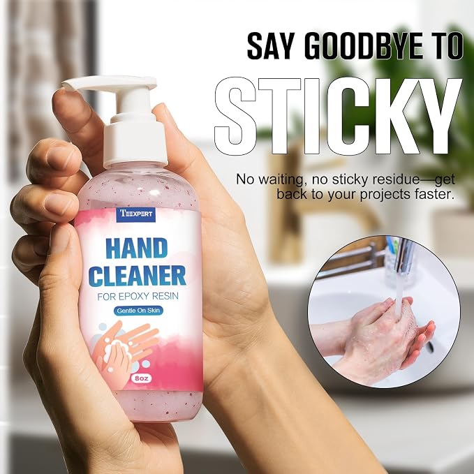 Teexpert Resin Remover Gel 8OZ Hand Cleaner For Epoxy Resin All-Natural Gentle & Moisturizing Hand Cleanser Ideal for Removing Uncured Resins Molds Tools