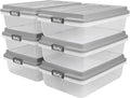 Hefty 40 Qt Hi-Rise Storage Bin with Lid, Stackable Plastic Storage Container, Organizer for Home, Garage & Closet, 6 Pack, Gray