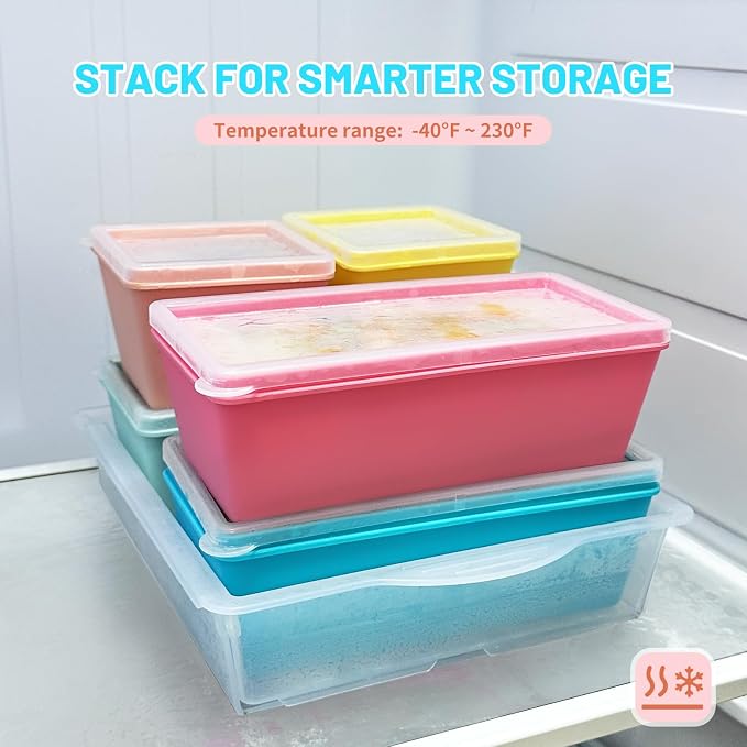 Gemice Silicone Freezer Molds with Lids, 6-Pack 1-Cup & 2-Cup | Oven & Dishwasher Safe, BPA-Free Soup Portion Cubes Trays, Freezer Containers for Food Storage