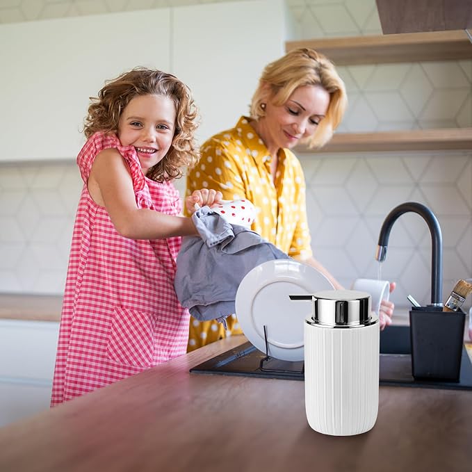 Soap Liquid Dispenser Ceramic with Easy-to-Press Pump Hand Liquid Dispenser for Shampoo Bathroom Countertop 13.5 oz