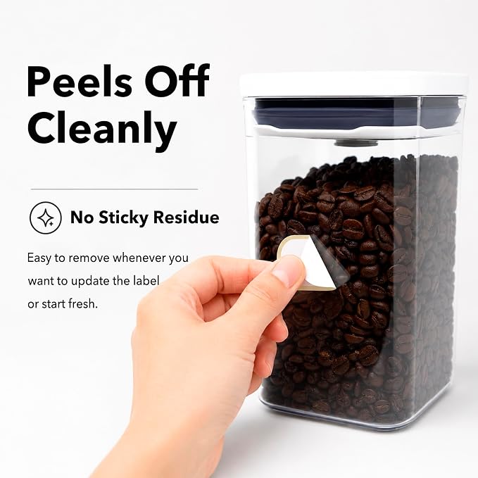 Waterproof Kitchen Labels for OXO POP Food Storage Containers and Home Organization, Pack of 64
