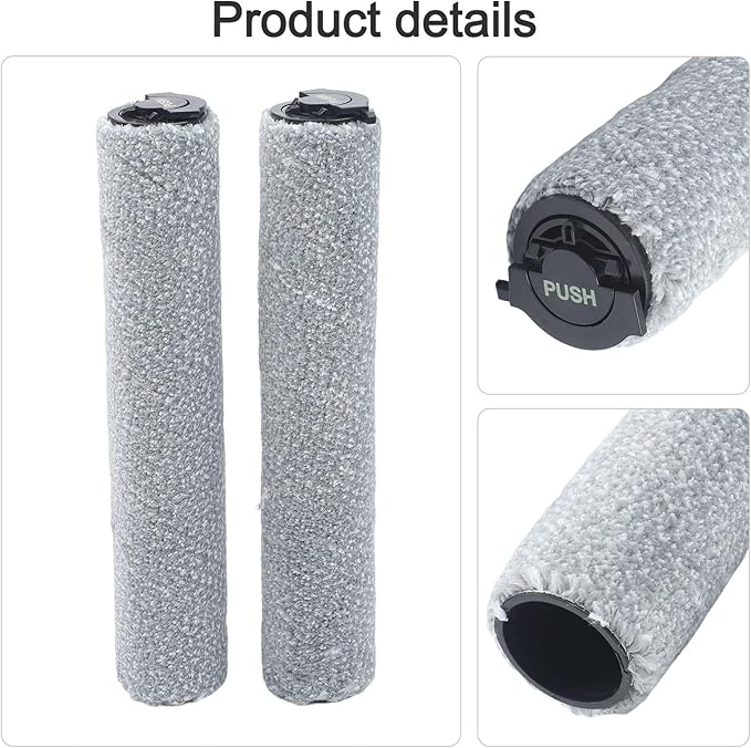 Roller Brush Main Brush Replacement Compatible with for MOVA Z60 Ultra Roller Robot Vacuum Cleaner for Efficient Cleaning on Multiple Surfaces with Sturdy Plastic Fiber Construction(1 Pair)