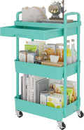 Calmootey 3-Tier Rolling Utility Cart with Drawer,Multifunctional Storage Organizer with Plastic Shelf & Metal Wheel,Storage Cart for Kitchen,Bathroom,Living Room,Office,Green | Space-Saving Organizer, Sturdy Plastic Shelves, Smooth-Rolling Metal Wheel...