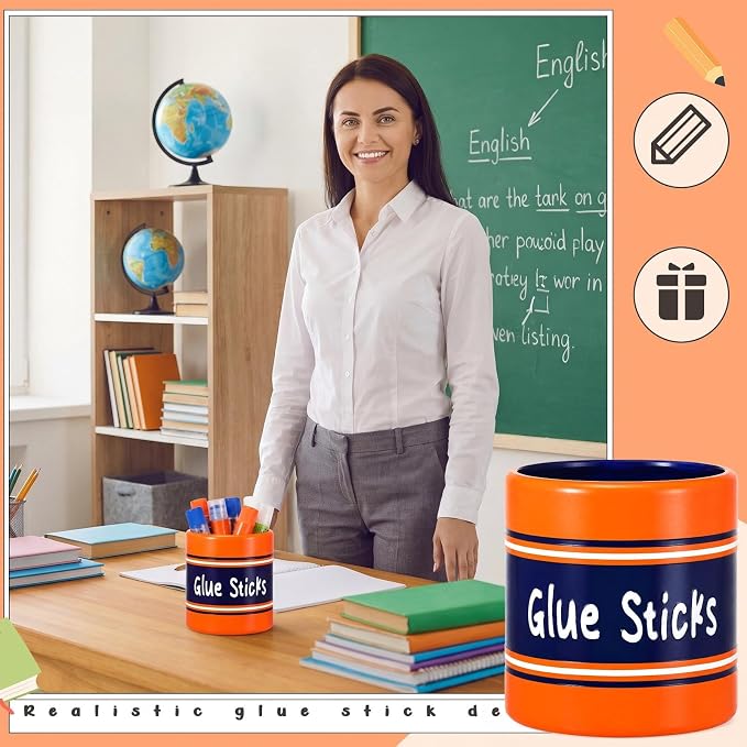 Tenceur 4.7x4.7 Inches Glue Stick Bucket for Teacher Desk Organizer Pencil Holder Bucket Plastic Large Capacity Desk Organizer for Teacher Classroom Craft Supply Storages