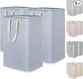 Lifewit 3 Pack Laundry Basket 80L Each, Collapsible Clothes Hamper with Reinforced Handles, Freestanding Waterproof Design for Bedroom and Laundry Room, Blue 240L Total