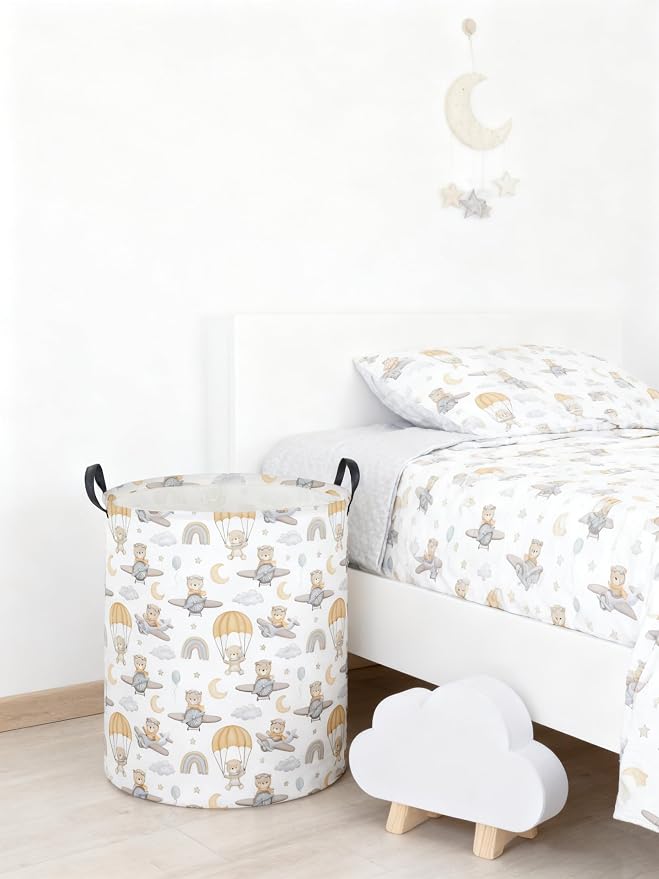 Kids Laundry Hamper,Animal Laundry Basket Collapsible Bear Storage Baskets for Home Decor,Office,Home Organizer,(Airplane Bear