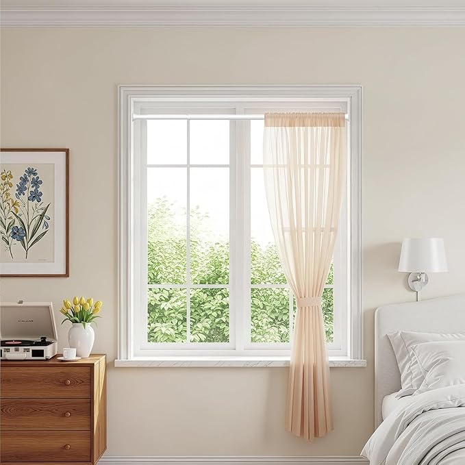 MEXAU White Tension Curtain Rods 23 to 46 Inch,Spring Loaded Curtain Rods No Drilling,Small Tension Rod for Windows Door Closet,Pressure Rod