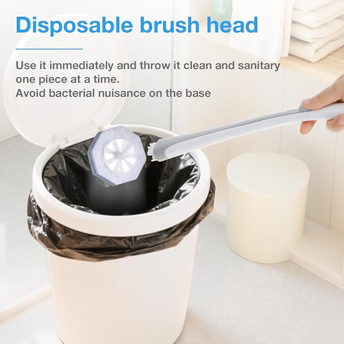 Disposable Toilet Brush Replacement Heads | Snap-on toilet brush heads fit most standard wand handles for quick everyday bathroom cleaning,50 Count