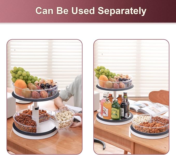 Ynelyase Lazy Susan Medicine Bottle Organizer for Cabinet 2 Tier Clear | 11 Inch Large Turntable for Bathroom Countertop and Pantry
