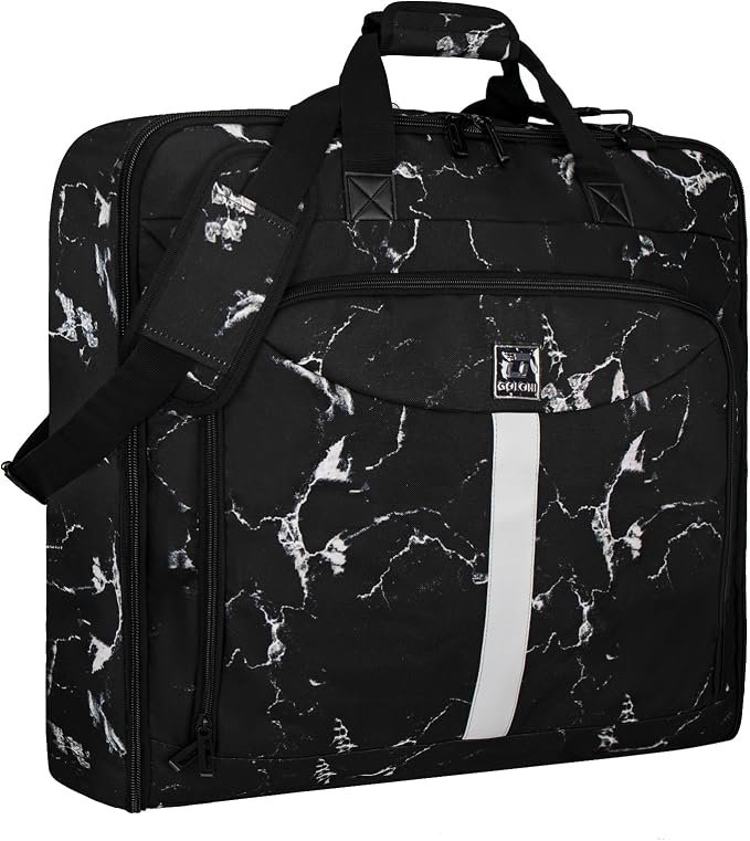Goloni Garment Bag For Men Women Travel & Business,Hanging Clothes & Multiple Compartment,Waterproof Foldable Suit Bag Marble