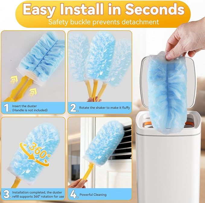 Tiumso 30 Count Duster Refills Dusters for Cleaning Compatible with Swiffer | 360° Heavy Duty Microfiber, 5X Electrostatic Dust Capture, Ideal for Furniture, Corners & Ceiling Fans, Refills Only