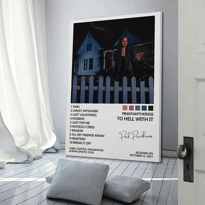 Pinkpantheress Poster to Hell with It Album Cover Poster for Room Aesthetic Poster Decorative Painting Canvas Wall Art Living Room Posters Bedroom Painting decorative gifts 24x36inch(60x90cm) Frame-style