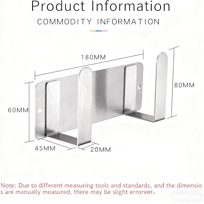 Stainless Steel Wall Mounted Cutting Board Holder Punch-Free Adhesive Multifunctional Kitchen Organizer Pot Lid Storage Rack 7" x 2.3" x 1.8"
