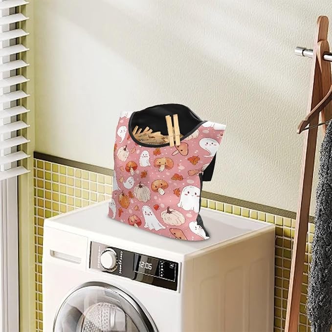 Cute Ghost Clothes Pins Bags Outdoor Cucurbit Clothespin Bag with Large Opening Portable Clothespin Storage Effortlessly Sliding Clothespin Bag Rotatable Clothespin Storage Bag