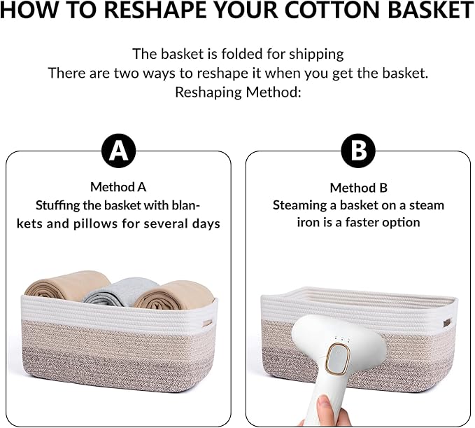 MiniArk Large Storage Baskets for Organizing, 17 x 13 x 7.5” Closet Shelf Baskets for Clothes Blanket Towels, Baby Nursery, Toy Bins Box, Woven Rope Baskets, 4 Packs Gradient Brown