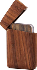sunking Walnut Wood Business Card Holder with Magnetic Closure, Handmade Wooden Business Card Case Holds Up to 28 Cards, Slim Professional Card Holder for Men & Women, Executive Office Gift(Walnut-2)