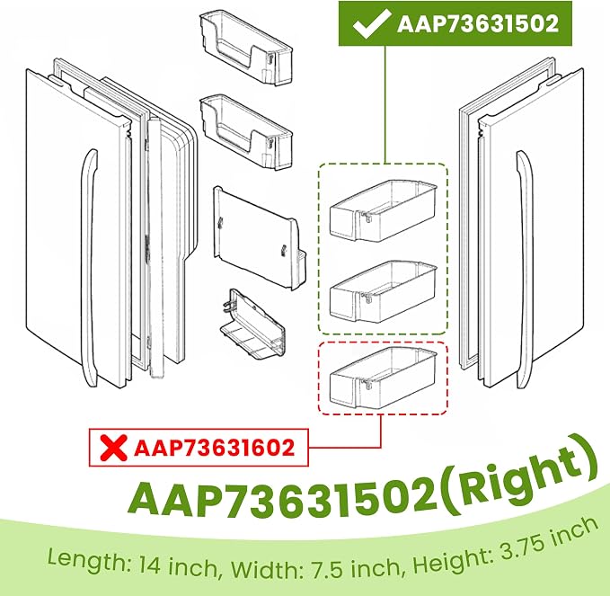 AAP73631502 LG Refrigerator Shelf Replacement (RIGHT) Compatible with Ken-more LG Refrigerator Door Bin LFX28968ST LMXS27626S - BY AMI PARTS