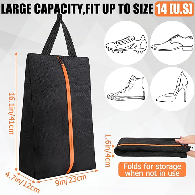 TOBWOLF 2PCS Golf Shoe Bags, Water-Resistant for Smelly Cleats | Keeps Dirty Shoes Off Clean Gear, Smooth Zipper & Carry Handle, Fits Golf & Soccer Cleat bags, Ideal for Gym, Sports & Travel