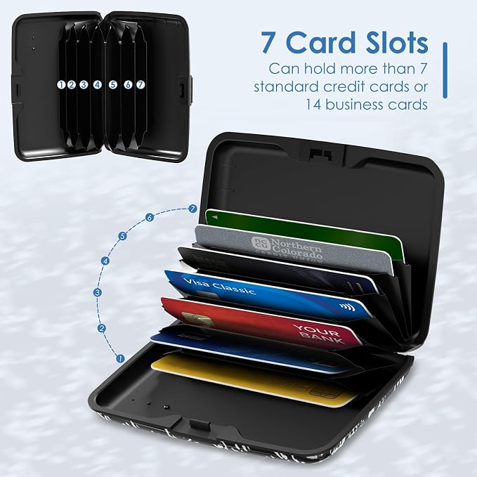 Credit Card Holder, Slim Aluminum RFID Blocking Wallet Debit Card Protector Organizer Metal Case, Black Composition Book