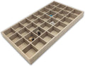 The Display Guys - Stackable Jewelry Tray and Organizer - for Drawers, Dressers, Store Display (32 Compartments, Beige Burlap)
