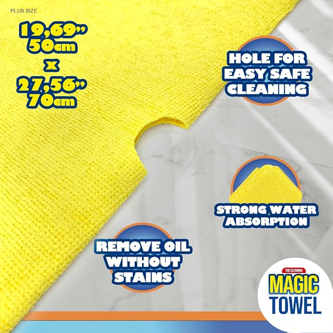 The Cleaning Magic Towel – Large Gray Microfiber Mopping Cloth – for All Floor Types – Reusable, Washable & Quick Dry – 2 Pack