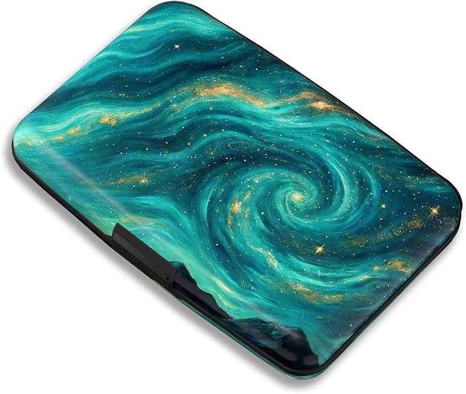 Maicican RFID Blocking Aluminum Credit Card Holder | Slim Metal Wallet for Women & Men, Business Card Case for Travel, Fits Front Pocket, Card holder wallet - Green Starry Sky