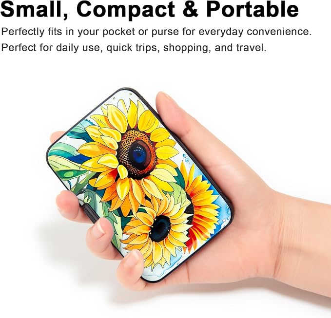 Credit Card Holder, Metal Card Wallet RFID Blocking Mini Slim Aluminum Business Hard Card Case for Women Men (Watercolor Sunflower)
