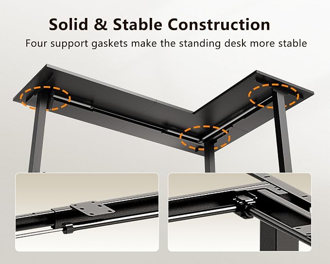 Casaottima 63 Inch L Shaped Electric Standing Desk, Home Office, Black | Reversible Corner Desk with Height Adjustment, Ergonomic Sit Stand Table for Home Office, Computer Workstation