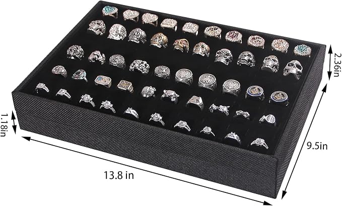 Julysky 2 PCS Stackable Ring Tray for Drawer,Jewelry Holder Organizer,Ring Display Stand for Selling