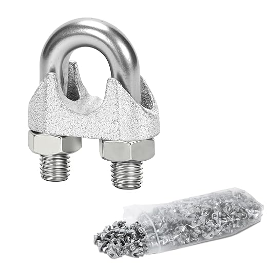 100 Pcs 1/8" M3 Wire Rope Clip Clamps Galvanized for Cable/Tent Rope | Galvanized iron, rust-proof, U-bolt & saddle, deep-thread, easy install, secures wire/rope for rigging/fences/guardrails