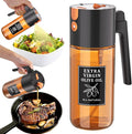 2-in-1 Dark Glass Oil Sprayer & Dispenser, Black Fine Mist No-Drip | 500ml dark glass for air fryer, BBQ, grilling & daily cooking; food-safe, 304 filter, wide-mouth refill and cleaning.