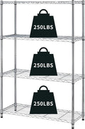 HCY 4-Tier, Shelf Heavy Duty, Shelving Unit NSF Height Adjustable Metal Storage Rack for Laundry Bathroom Kitchen Garage Pantry Organization 1000 LBS Capacity -14''x36''x54'' (Chrome)