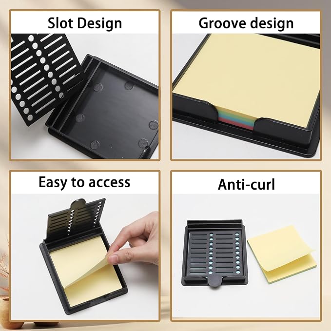 Sticky Note Stencil and Holder Sticky Note Holder with 5 Templates for 3x3 Inch Sticky Notes Reusable Stick Notes Dispenser for to-Do Lists Home Office, Black
