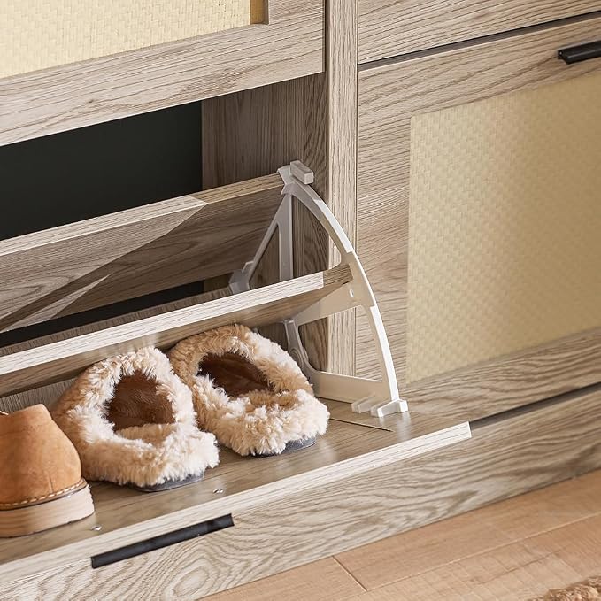SoBuy Shoe Storage Cabinet for Entryway | Freestanding Shoe Organizer Cabinet 4 Drawers, Narrow Slim Hidden Shoe Rack, Natural, FSR170-N