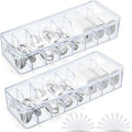 Tatuo 2 Pcs Cord Organizer for Drawer Desktop, Cable Organizer Box with 8 Compartments and Wire Ties, Plastic Charger Storage with Lid, Electronics Case for Home Office Accessories (Small,Clear)